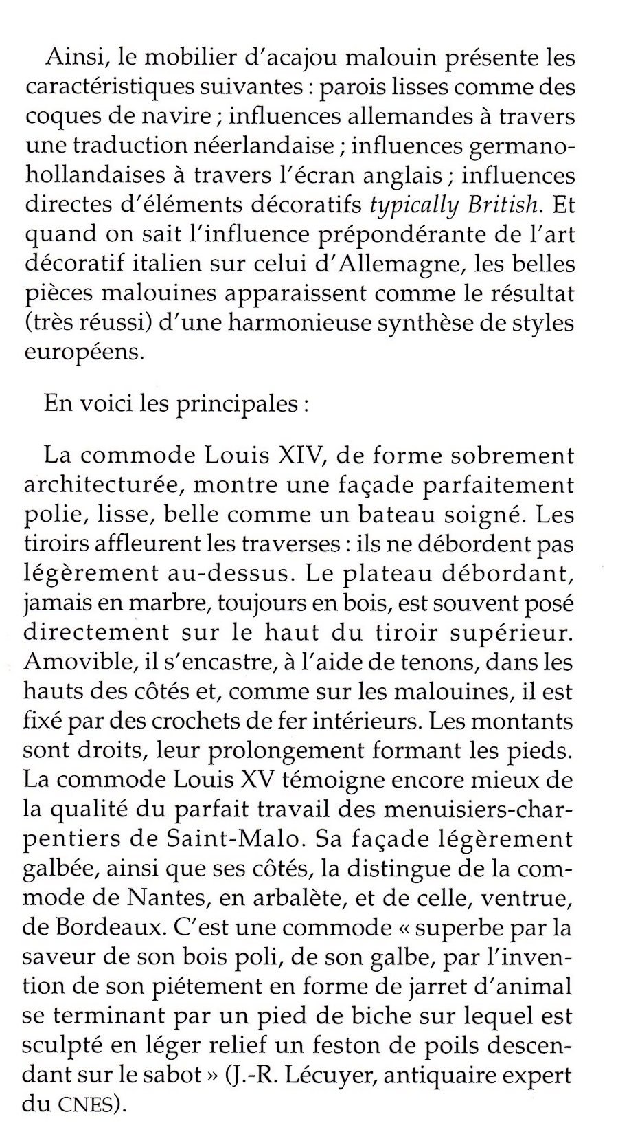 Extrait bibliographique consacré aux meubles de Saint-Malo