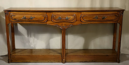 Console desserte Art nouveau en chêne sulpté