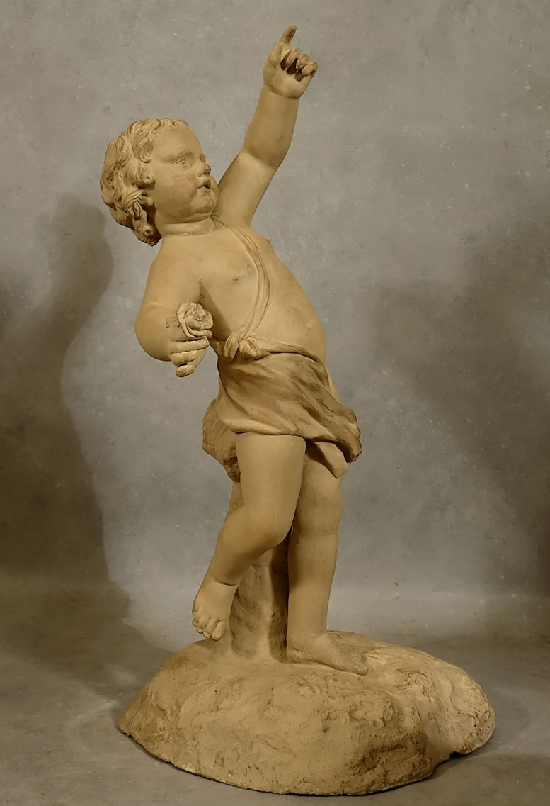 Putto en terre cuite 18e