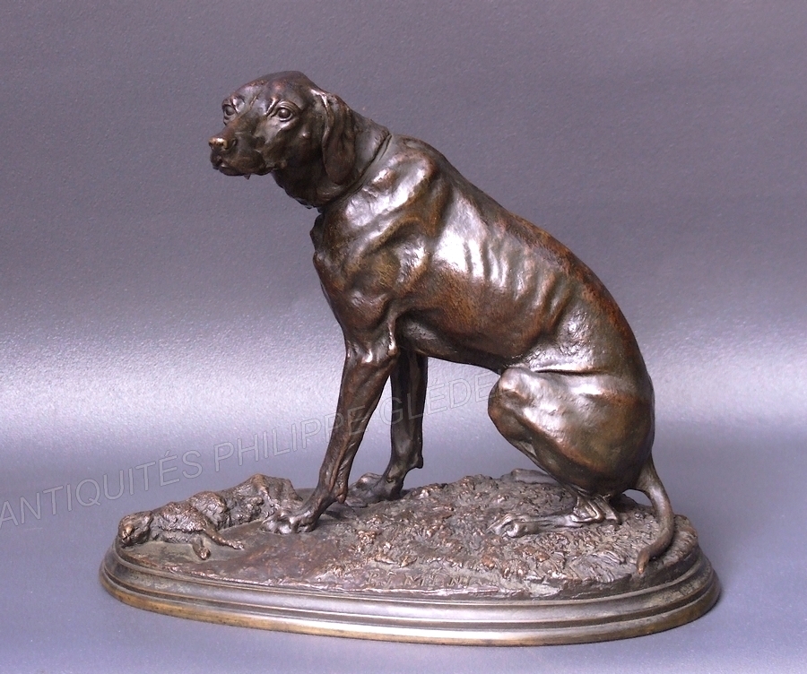 bronze-cynegetique-chien-chasse-Mene