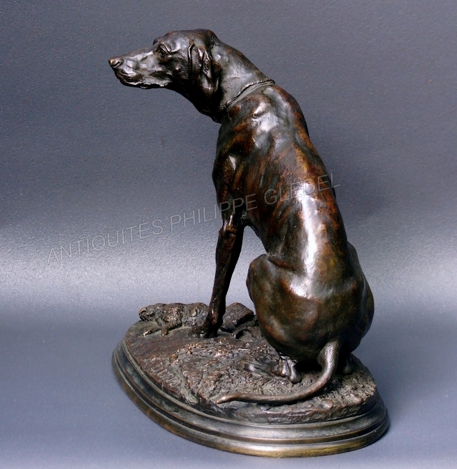bronze-animalier-chien-braque-perdrix