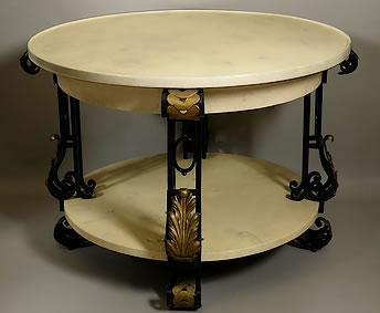 Large-painted-wood-and-wrought-iron-Art-Déco-pedestal-table