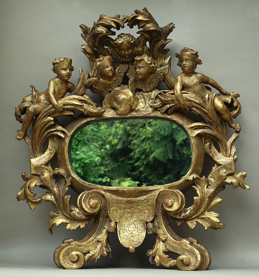Miroir-italien-époque-Baroque-bois-doré-Venise