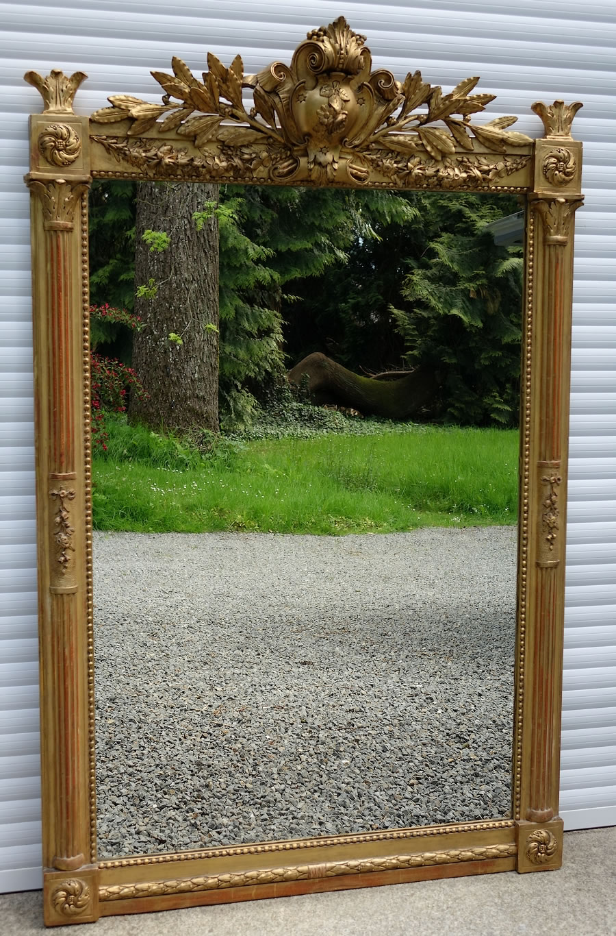 Grand-miroir-de-cheminée-néoclassique-bois-doré-Napoléon-III