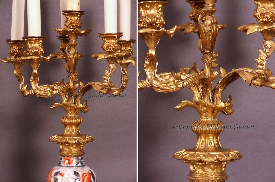 porcelaine-de-Bayeux-candelabre-monture-de-bronze-dore-six-lumieres