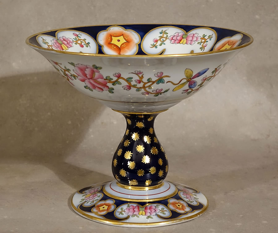 Grande coupe porcelaine de Bayeux décor polychrome Gosse
