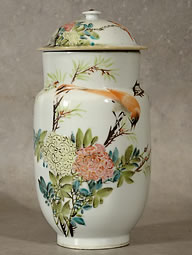 Grand vase couvert porcelaine de Chine décor oiseaux