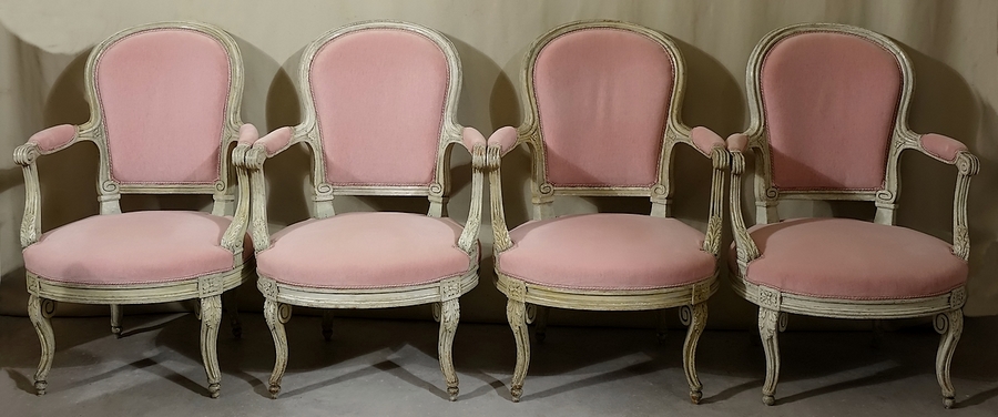 Suite de 4 fauteuils Transition estampilles Georges Jacob