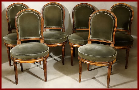 Six chaises d'époque Louis XVI en acajou massif Geaorges Jacob Jean-Baptiste Claude Sené XVIIIe siècle