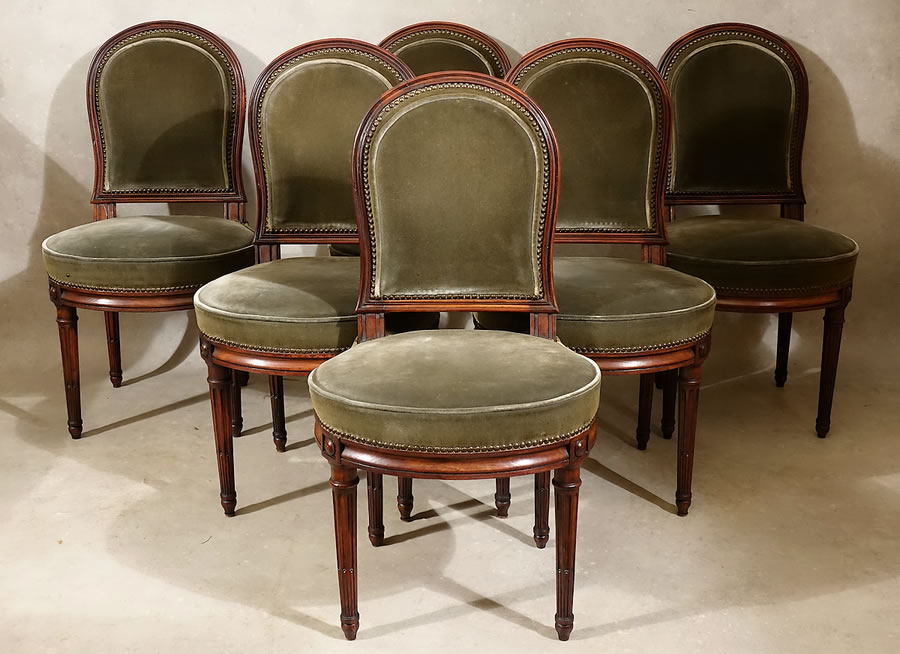 Six chaises d'époque Louis XVI en acajou massif par Georges Jacob 18e 