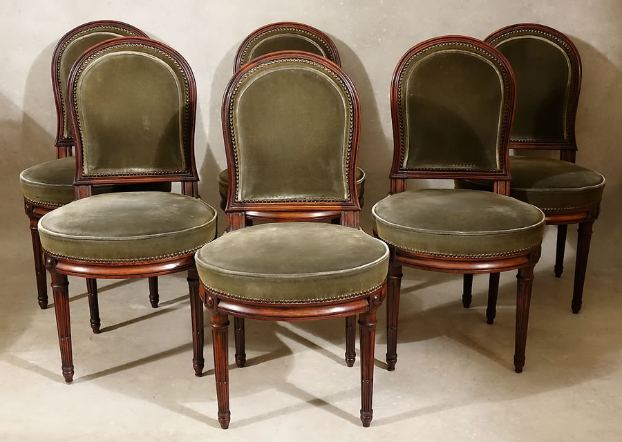 Six chaises d'époque Louis XVI en acajou massif par Jean-Baptiste Claude Sené XVIIIe siècle