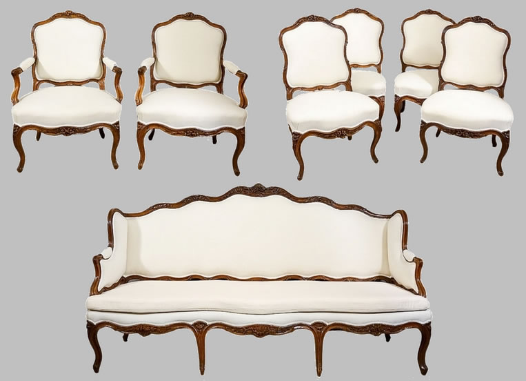 Mobilier de salon estampill&eacute; Nogaret d'&eacute;poque Louis XV