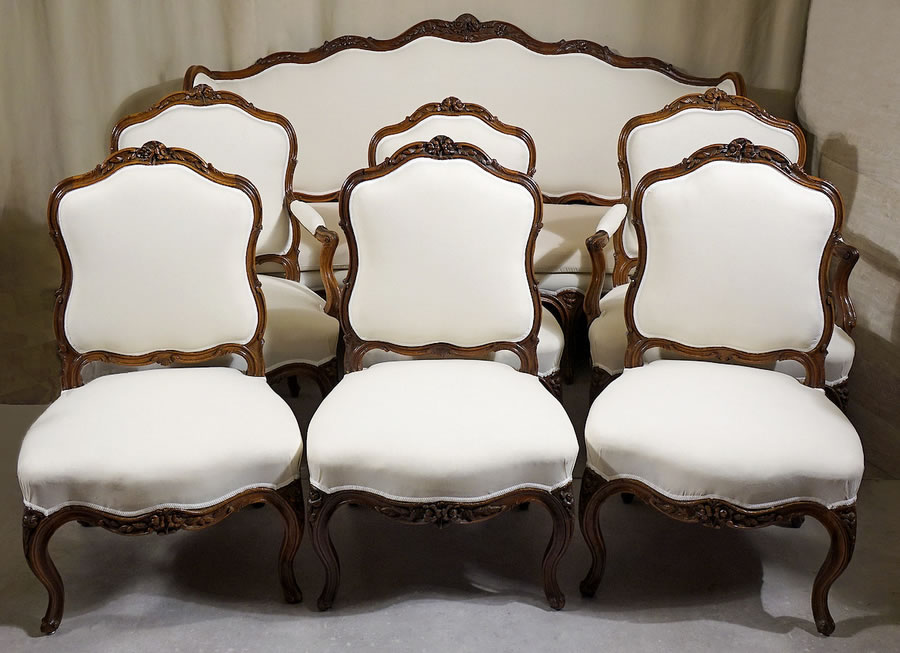 Mobilier de salon estampill&eacute; Pierre Nogaret &agrave; lyon chaises fauteuils et canap&eacute;