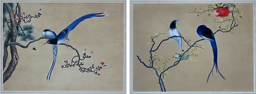 peintures-oiseaux-Encres-Chine-Dynastie-Qing