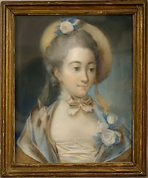 Portrait en pastel d'une jeune élégante XVIIIe siècle