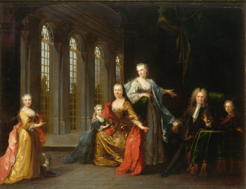 Portrait d'une famille aristocratique dans son ch&acirc;teau d'apr&egrave;s Robert Le Vrac dit Tourni&egrave;res