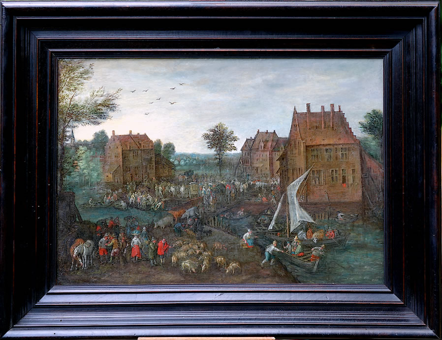 tableau-flamand-XVIIe-Joseph-Josef- van-Bredael-Breda-scène-de-marché
