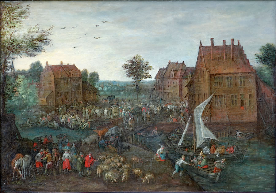 Josef- van-Bredael-Breda-scène-de-marché-brueghel-tableau-flamand-XVIIIe-XVIIe