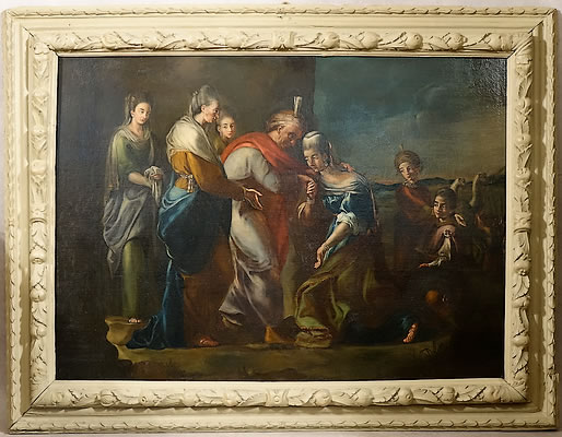 Tableau italien Salomon et la reine de Saba XVIIe
