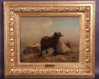Tableau-belier-et-brebis-Huile-sur-toile-signee-Simon-F