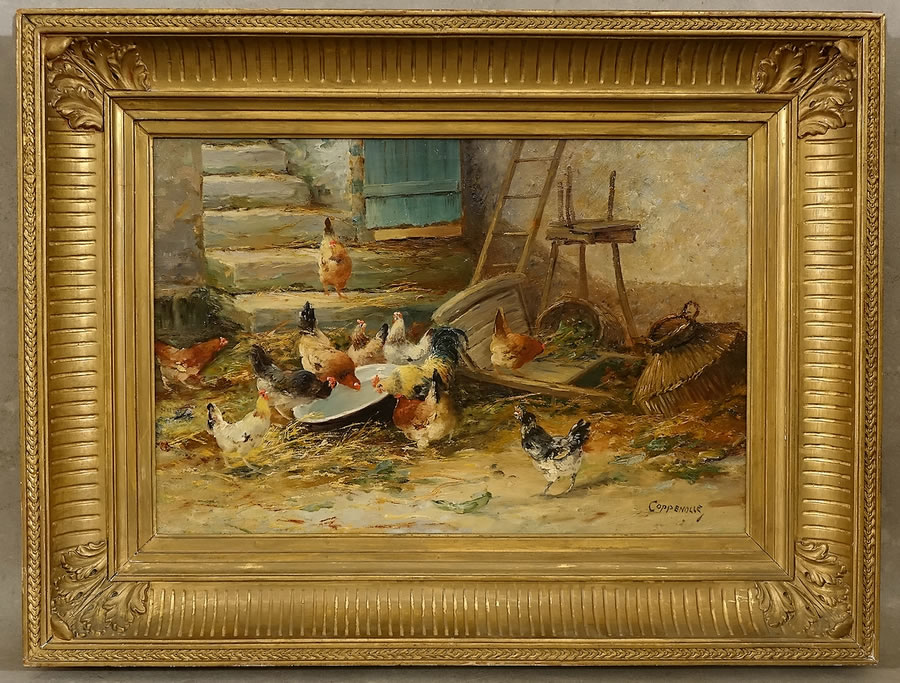 Basse-cour tableau sign&eacute; Jacques Van Coppenolle