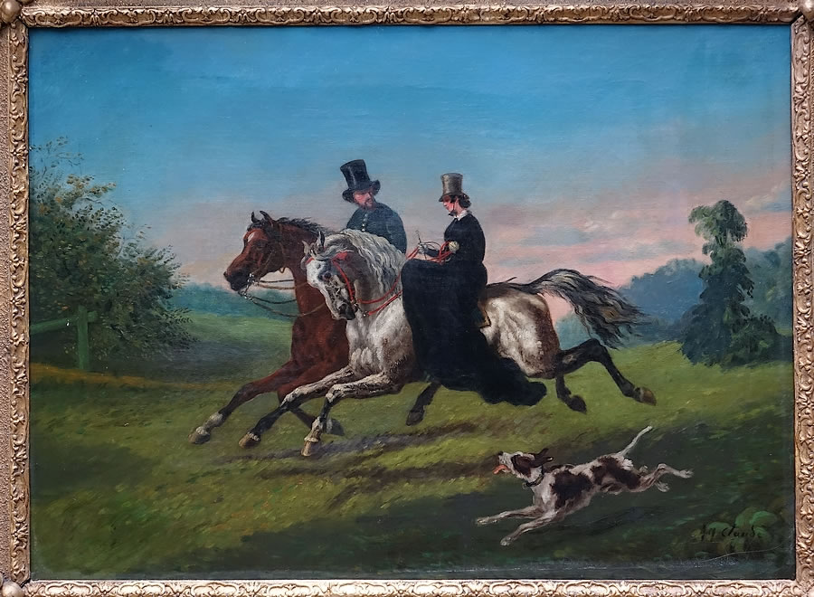 Cavaliers-chasse-à-courre-cheval-Huile-sur-toile-Jean-Maxime-Claude-genre-Alfred de Dreux