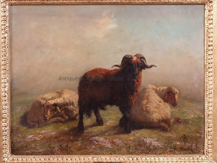 Tableau-moutons-ecole-française-19è-Simon