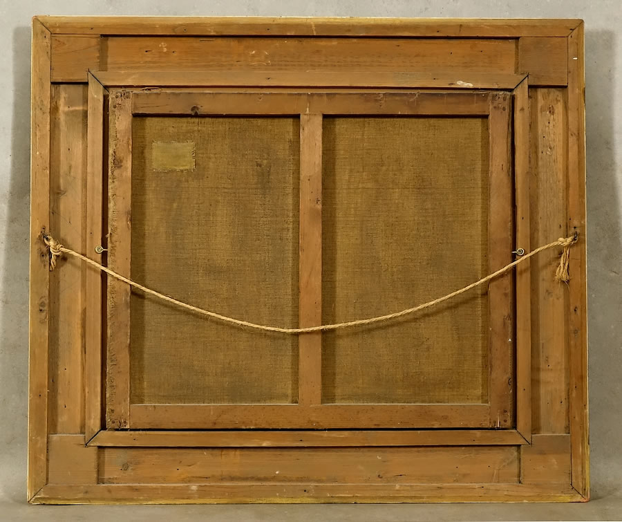 Dos du tableau signé A. Léonard représentant une scène paysanne bretonne