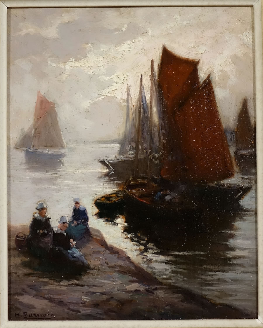 Tableau Henri Barnoin Soleil couchant port de Concarneau