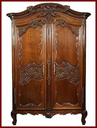 Armoire de mariage havraise f&eacute;campoise d'armateur en acajou massif Le Havre ou F&eacute;camp XVIIIe 