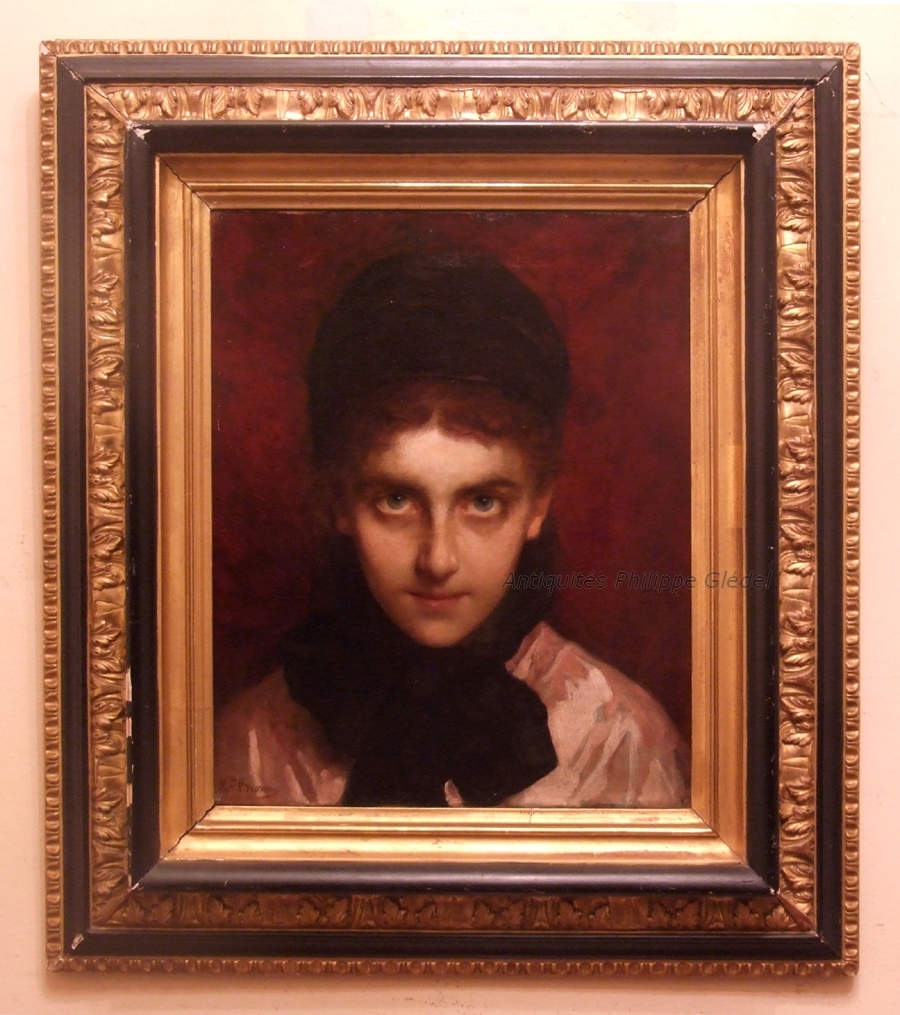 Tableau orientaliste - Portrait d'une jeune fille juive sign Henriette Browne