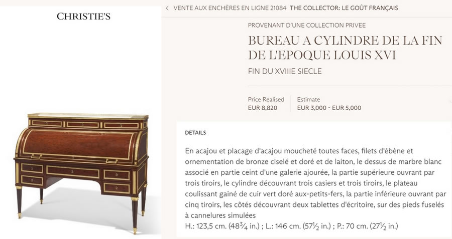 Grand bureau cylindre de conception comparable