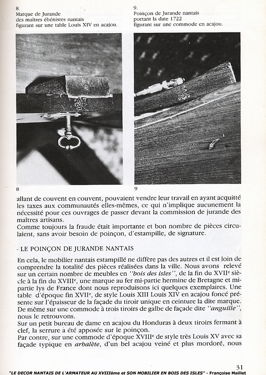 LE DECOR NANTAIS DE L'ARMATEUR AU XVIII�me et SON MOBILIER EN BOIS DES ISLES - Fran�oise Maillet 