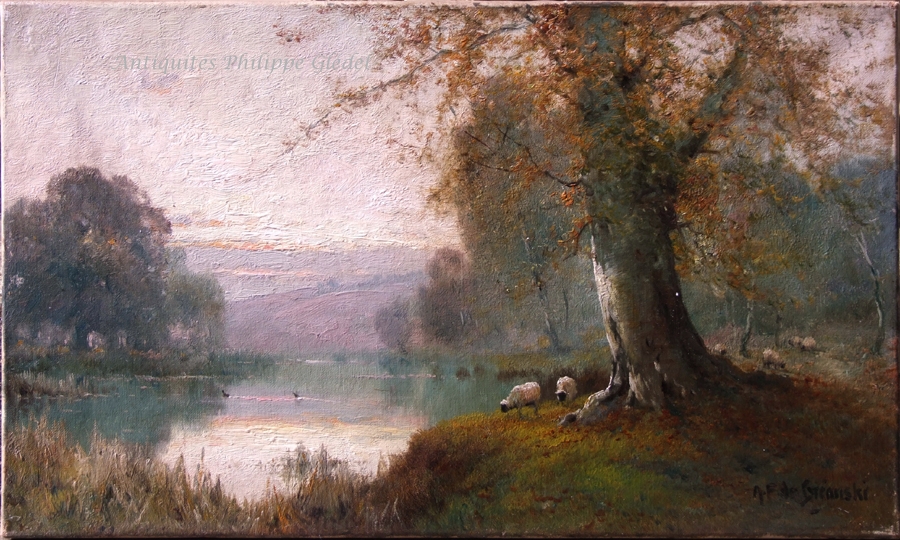 Early-morning-Burnham-Beeches-Alfred-Fontville-de-Breanski-painting