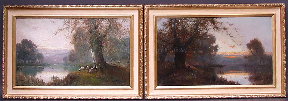 Paintings-for-sale-pair-signed-Alfred-Fontville-de-Bréanski-Paysages-Burnham-Beeches-English-school