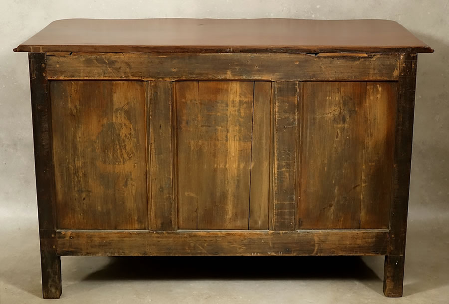 Commode de port Louis XIV en acajou massif, vue du dos