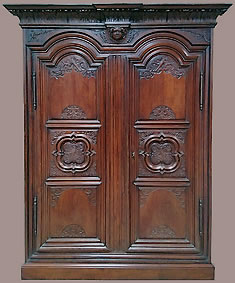Front-rennaise-Louis-XIV-wildcherry-wedding-armoire-carved-phoenix-facade