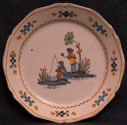 Assiette-faience-Nevers-decor-au-pecheur-18è