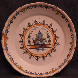 Assiette-faience-Never-Décor-à l-église-18è