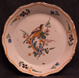 Assiette-faience-Nevers-Decor-oiseau-paysage