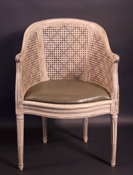 Fauteuil de bureau canné en hêtre peint rechampi - Epoque Louis XVI