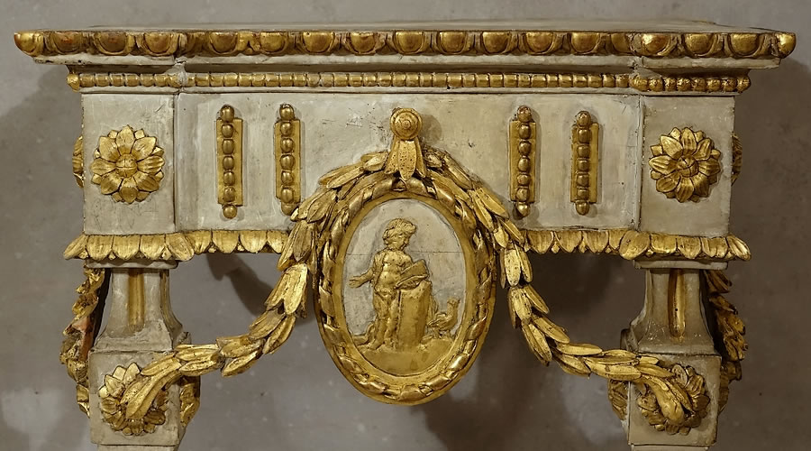 Console-léo-classique-Louis XVI- bois-doré-laqué